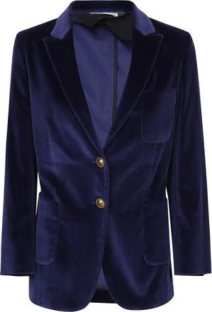 Saulina Milano Blauw Katoenmix Jas Gemaakt in Itali&euml; - Dames - Blazers - Blauw - M - Katoen - Jassen