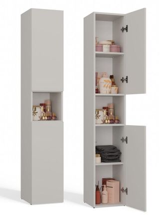 OEM Mueble De Ba&ntilde;o De Pie, Columna, Estante, Color Beige Cachemir, 174 Cm, Estantes, Puertas, Sistema De Apertura A Presi&oacute;n
