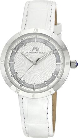 Porsamo Bleu Womens Monroe Genuine Leather Silver Tone and White Watch 1491BMOL