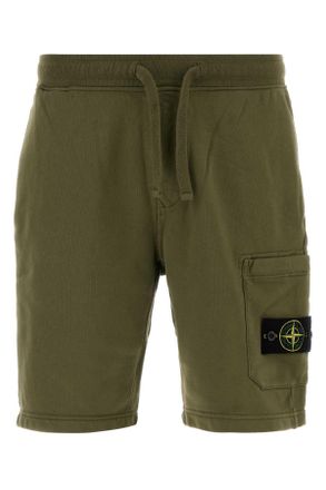 Stone Island Army Green Cotton Bermuda Shorts
