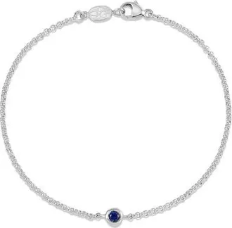 Dower & Hall Single Blue Sapphire Dewdrop Chain Bracelet in Sterling Silver at Nordstrom, Size Medium