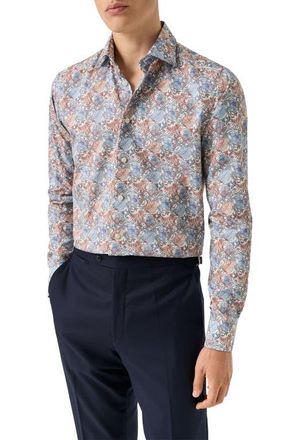 Eton Contemporary Fit Floral Dress Shirt in Medium Red at Nordstrom, Size 16.5