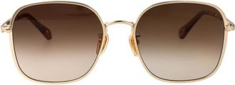 Chlo&eacute; Ch0255Sk Rechthoekige Zonnebril - Dames - Accessoires - Geel - Maat: 57 MM