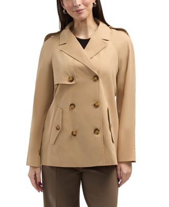 Ellen Tracy Womens Short Raglan Trench