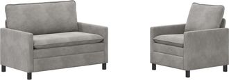 vidaXL Juego De Sof&aacute; 2 Uds. Gris Claro Terciopelo Vidaxl