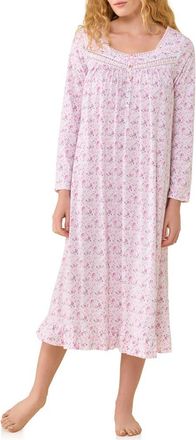 Eileen West Floral Lace Trim Cotton Nightgown in Whtditsy at Nordstrom, Size X-Small