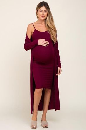 Pinkblush Ribbed Cardigan 2 Piece Set in Burgundy at Nordstrom, Size Large