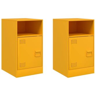 Berkfield Home Bedside Cabinets 2 pcs Mustard Yellow 34.5x39x62 cm Steel