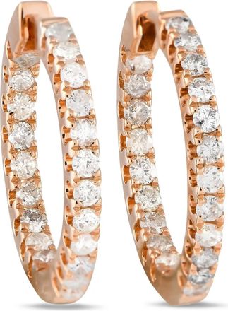 Luxury Bazaar Orecchini a cerchio Inside-Out in oro rosa 14 carati con diamanti Pre-owned