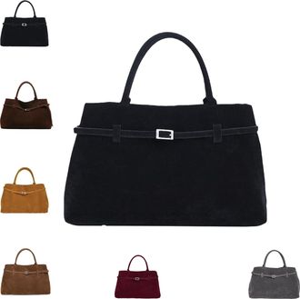 Generic Faux Suede Tops Handles Totes Bag for Women,Larges Capacity Top Handles Satchel Handbags, Womens Large Brown Faux Suede Top-Handle Work Handbag (Black