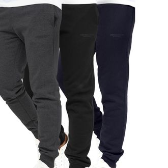 Crosshatch Heren Mayview Joggingbroek (Set van 3) (Zwart/Charcoal/Navy)