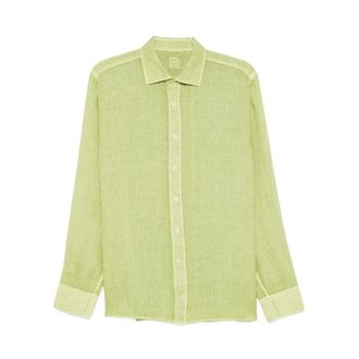 120% Lino 120% Lino, Casual Shirts, male, Green, Size: XL Linen Shirt