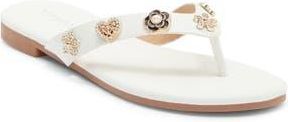 Top Moda Bessie Embellished Flip Flop in White Pu at Nordstrom Rack, Size 5.5