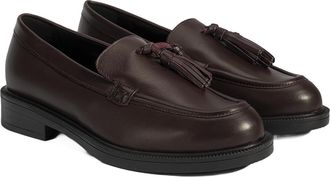 Desa Woman Slip-Ons - Genuine Leather Upper, Faux Leather Lining, Breathable, Flat Heel | Bordeaux - 38