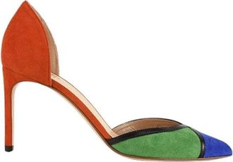 Francesco Russo Leren Oranje- Groen- Blauw Escarpin - Dames - Pumps - Veelkleurig - 35 EU - Schoenen
