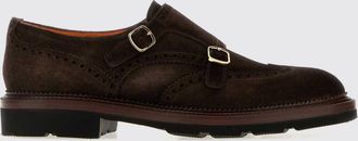 Santoni Suede Double Monk Strap Shoes with Brogue Detailing