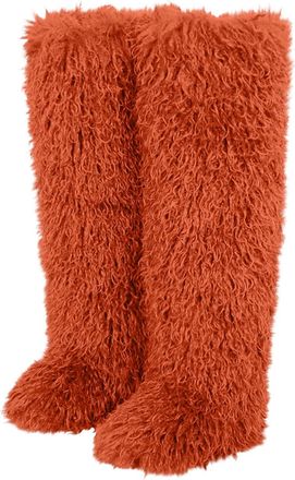 Generic Womens Winter Boots Lambskin Wool High Boots Long Boots Round Toe Over the Knee Boots Women 41, orange, 8.5 UK