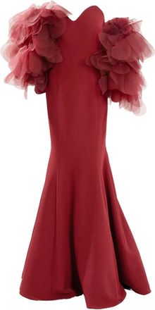 Ana Radu ruffled off-shoulder maxi dress - women - Polyester - S - Red
