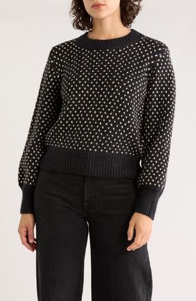 Marine Layer Alma Blouson Sleeve Sweater in Black/White at Nordstrom, Size X-Large
