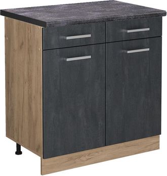 Vicco Mueble bajo de cocina R-Line, Hormigón negro, 80 cm et Antracita