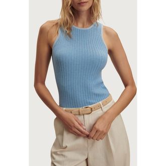 Varley Hanson Rib Knit Tank in Mist Blue at Nordstrom, Size X-Large
