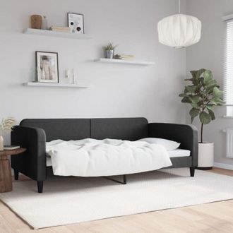 vidaXL Sof&aacute; Cama Sin Colch&oacute;n Tela Negro 100x200 Cm Vidaxl