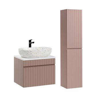 Petits Meubles Set mueble lavabo y columna estratificado Rosado