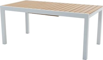 Vente-Unique Mesa de Mesa y sillas de jard&iacute;n extensible de aluminio y poliwood L.170/230 cm - Natural claro y blanco - MACILA de MYLIA