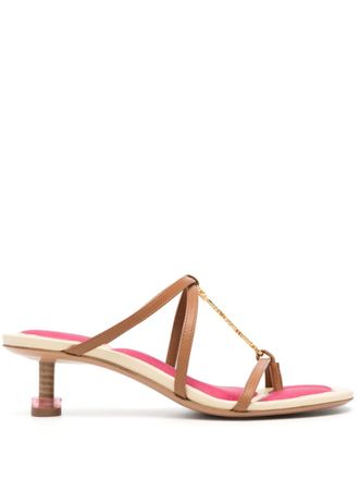 Jacquemus Pralu 45mm leather sandals - women - Lambskin/Calf Leather/Calf Leather/Rubber/Rubber - 40 - Brown