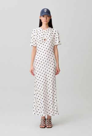 Claudie Pierlot Robe longue satin&eacute;e &agrave; pois
