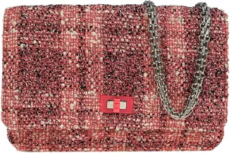 Chanel Reissue 2.55 Flap Quilted Tweed With Resin Detail Pink Tweed Handbag (Pre-Owned)