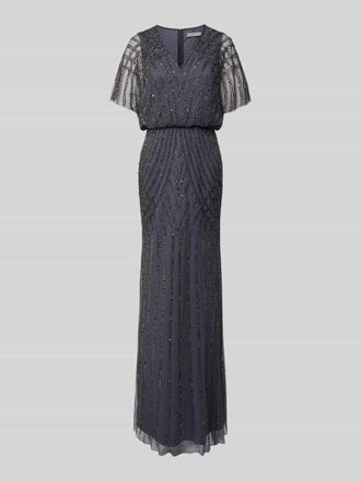 Christian Berg Cocktail Abendkleid mit Ziersteinbesatz in Dunkelgrau, Gr&ouml;&szlig;e 40