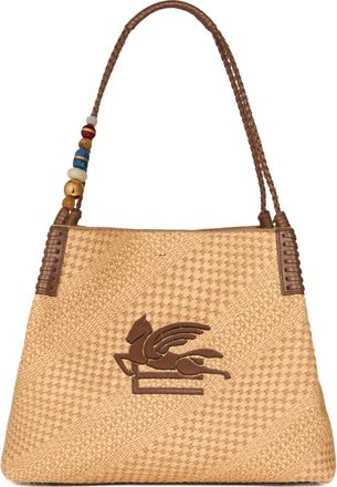 Etro large Libra pegasus shoulder bag - women - Viscose/Cotton/Cotton/Calf Leather - OS - Neutrals