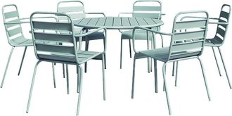 VENTE-UNIQUE.COM Conjunto de mesa y sillas para jard&iacute;n acero verde almendra