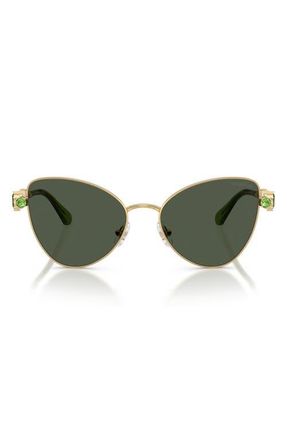 Swarovski 56mm Butterfly Sunglasses in Gold /Light Green at Nordstrom