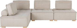 Beliani Beliani - Sof&aacute; Esquinero 4 Plazas De Poli&eacute;ster Beige Madera Clara Modular Moderno Tibro