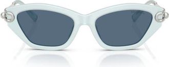 Tiffany & Co. 53mm Cat Eye Sunglasses in Frosted Pale Sapphire /Blue at Nordstrom