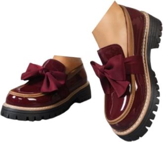 Generic Loafers Shoes for Women,Womens Patent Loafers with Bow,Casual Slip On Leather Loafer,Womens Loafer Thick Sole Loafer Lug Sole Comfortable Shoes,Busine