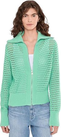 Varley Eloise Full Zip Knit Womens Sweatshirt Dusty Jade Green : XXS, Cotton
