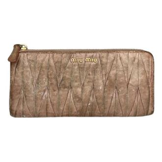 Miu Miu Pre-owned Leather Wallet - Dames - Vintage Accessoires - Beige - ONE Size - Leer - Vintage