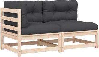 vidaXL Sof&aacute; De Jard&iacute;n De 2 Plazas Con Cojines Madera Maciza De Pino Vidaxl