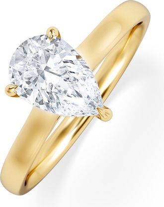 The Diamond Store Amora Pear 1.07ct Hidden Halo Lab Diamond Engagement Ring F/VS Set in 18K Gold