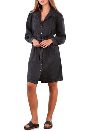 Wash Lab Denim Sweet Fade Tie Waist Denim Shirtdress in Grey Fade at Nordstrom, Size X-Large