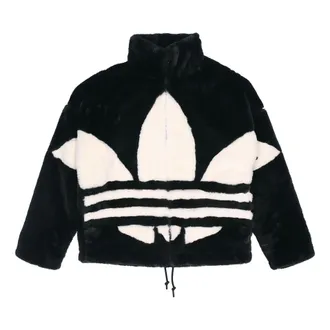 adidas Mens adidas originals Contrasting Colors Large Logo Loose Stand Collar Sports Jacket Black HC0323