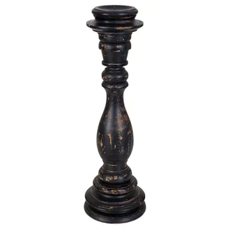 Wanderlust Deco Candelabro De Madera Artesanal Negro 14x14x45h Cm