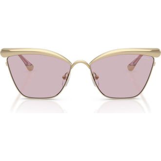 Michael Kors Scottsdale 56mm Cat Eye Sunglasses in Light Gold /Wisteria at Nordstrom