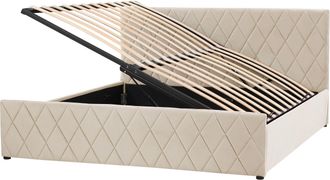 Beliani Letto Contenitore Trapuntato Velluto Beige Rete A Doghe 180 X 200 Cm Rochefort