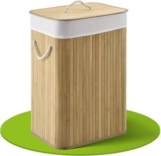 OEM Cesto De Ropa De Bamb&uacute; Natural, 72 L, Con Tapa, Asa Y Bolsa Extra&iacute;ble Lavable, Estilo Reciclado