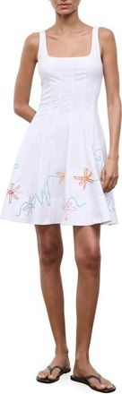 Staud Wells Floral Stitch Minidress in White Multi Embroidery at Nordstrom, Size 10
