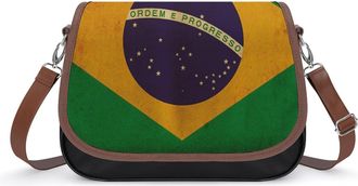 Generic Vintage Brazil Flag Womens Crossbody Bag Fashion Shoulder Handbags Message Tote Bag with Adjustable Strap